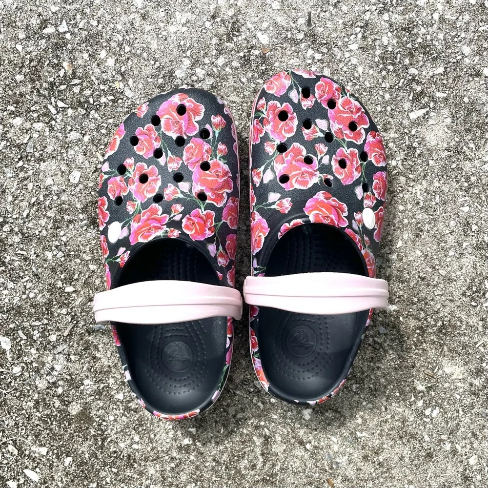 *EUC* CROCBAND Floral Graphic III Clog - Floral On Black - 205330-97J - W 7/M 5 - Picture 6 of 11
